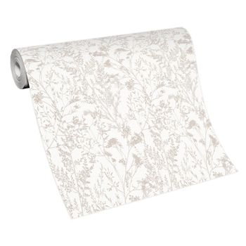 Blumentapete in Creme