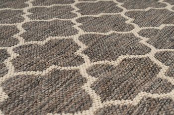 Outdoor Teppich Beige mit cremefarbenem Muster und Bordüre