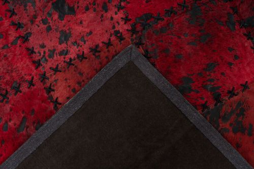 Lederteppich im roten Patchwork Design