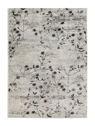 Grauer Teppich Blumen im Vintage-Stil