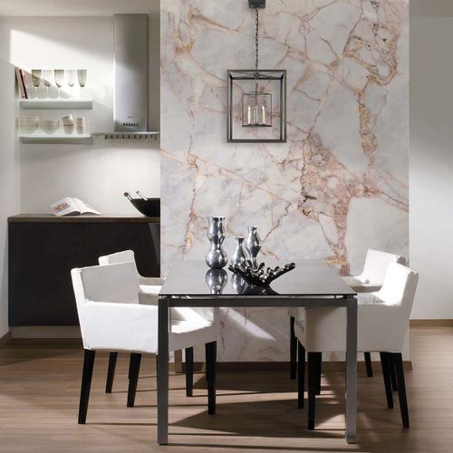 Marmor-Fototapete Weiß Beige | 3,50 x 2,55 m 