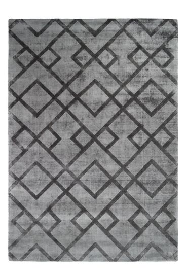 Grauer Teppich mit geometrischem Muster in Hoch-Tief-Struktur