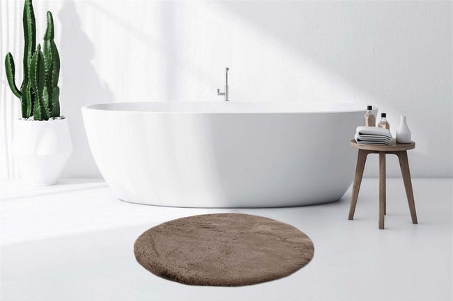 Badematte flauschig Dunkelbeige