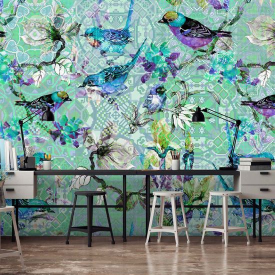 Fototapete mosaic birds 3 DD110256 Livingwalls Walls by Patel
