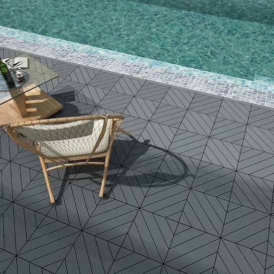 Amolock Easy Herringbone Balkonfliesen Kunststoff "Grey"